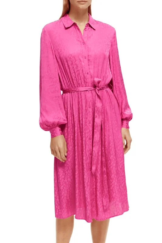 SHIRT JACQUARD DRESS FUCHSIA