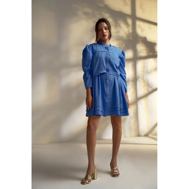 Enness Studio Daybreak Blue High Neck Dress