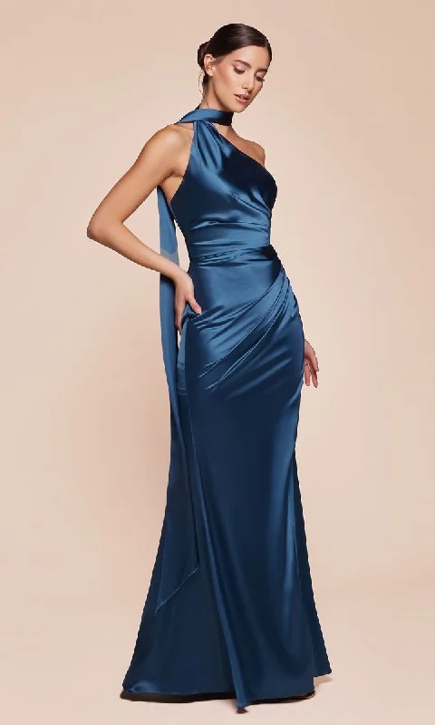 One-Shoulder Sash Long Prom Dress: Ladivine 7454