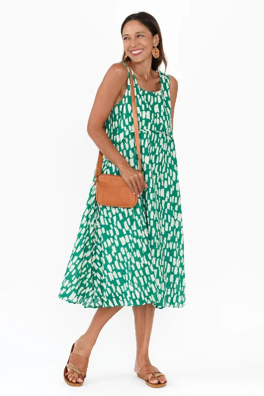 Rina Green Dash Cotton Pocket Dress