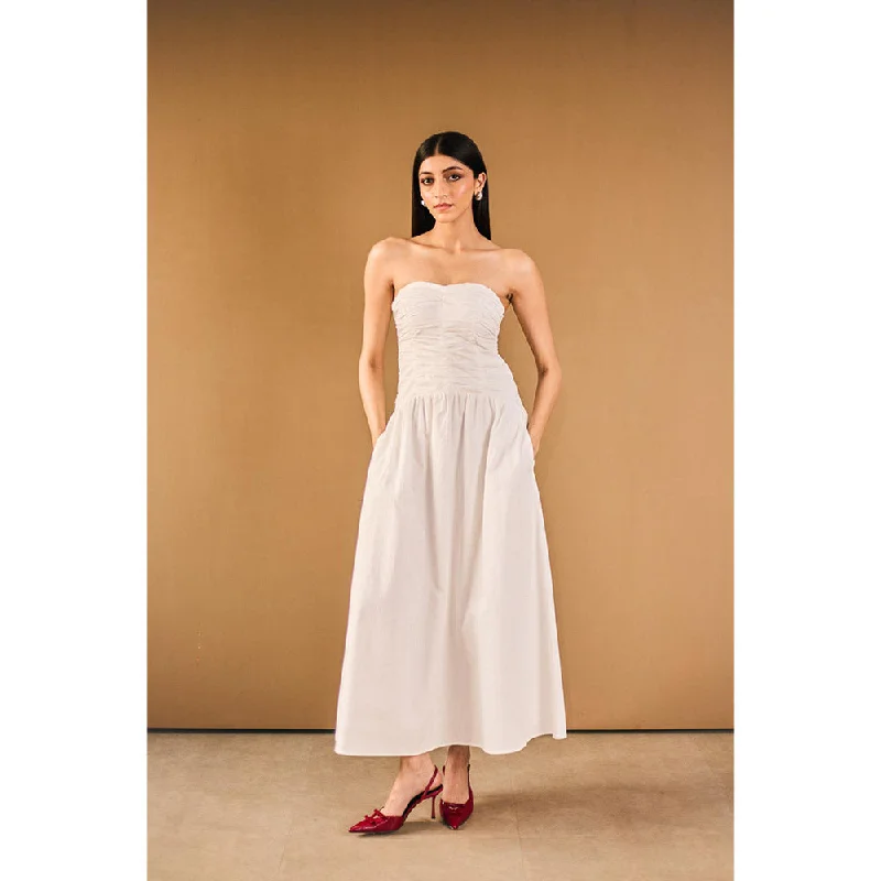 Urban Suburban White Strapless Solid Dress
