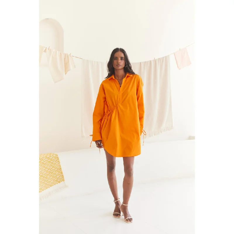 Urban Suburban Orange Drawstring Shirt Style Dress