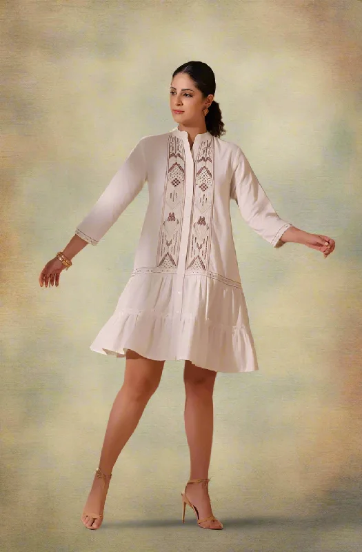 Desert Bloom Ivory Embroidered Dress