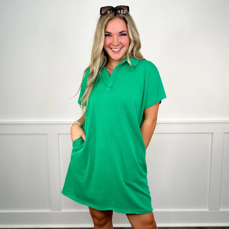 I Meant Every Word Cotton Blend Short Sleeve Green Avery Mae Dress