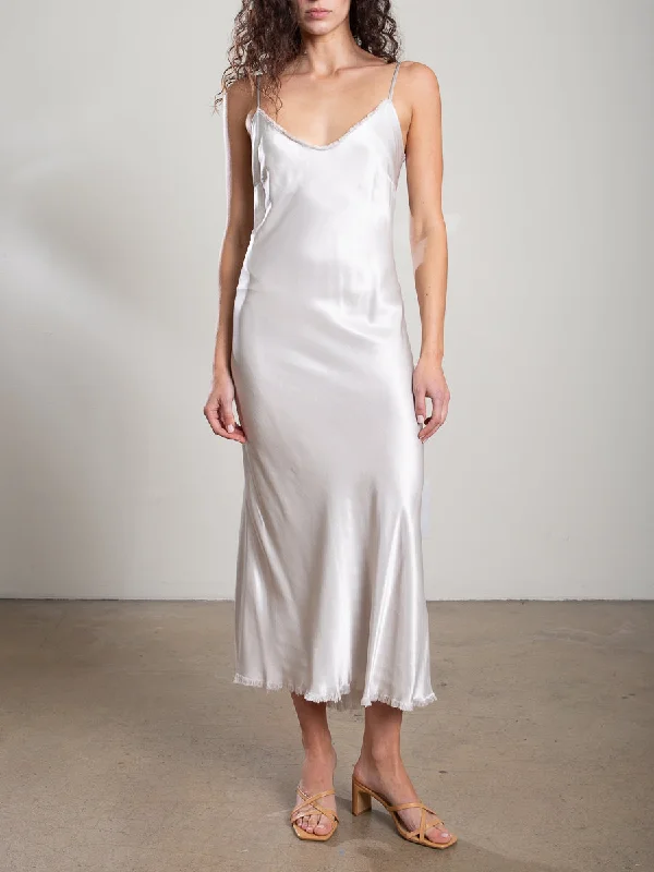 Farrah Slip Dress in Vintage Satin - Silver