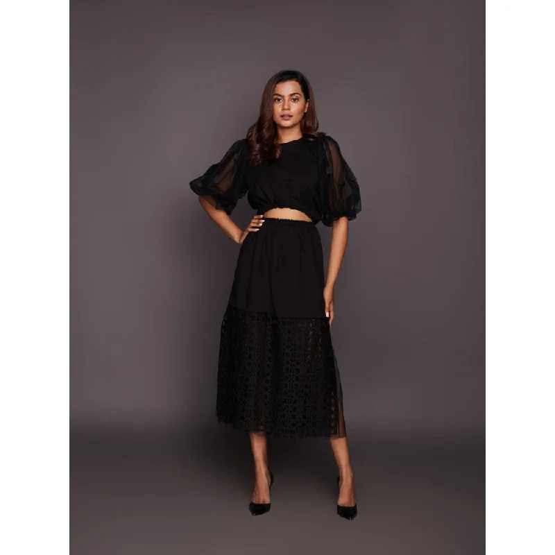 Deepika Arora Black Dress with Net Balloon Sleeves