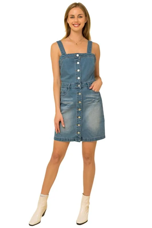 Square Neck Button Down A-Line Dress