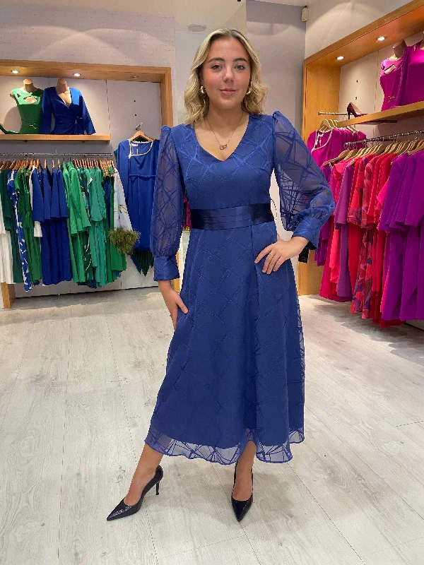 Rolemode Blue Print Chiffon Dress