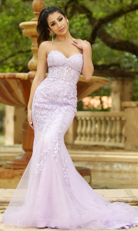 Velvi Long Strapless Lace Mermaid Prom Dress Reva