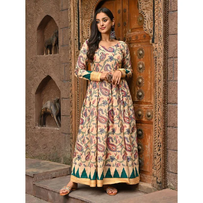 Vinya Printed Cotton Fit and Flare Dress