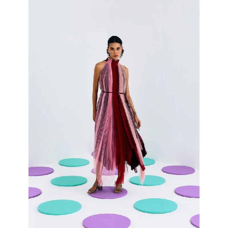 Pleats by Aruni Multicolored Softnet Crepe Pleated Dress