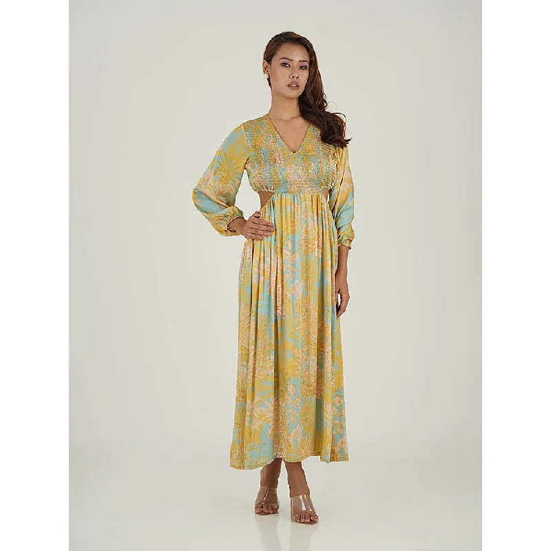 House of Soi Green & Yellow Edith Printed Dress