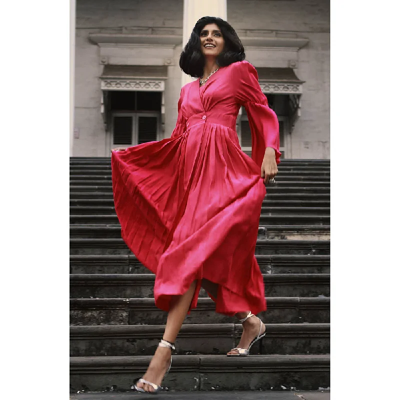 Ekastories Deep Pink Overlay Dress