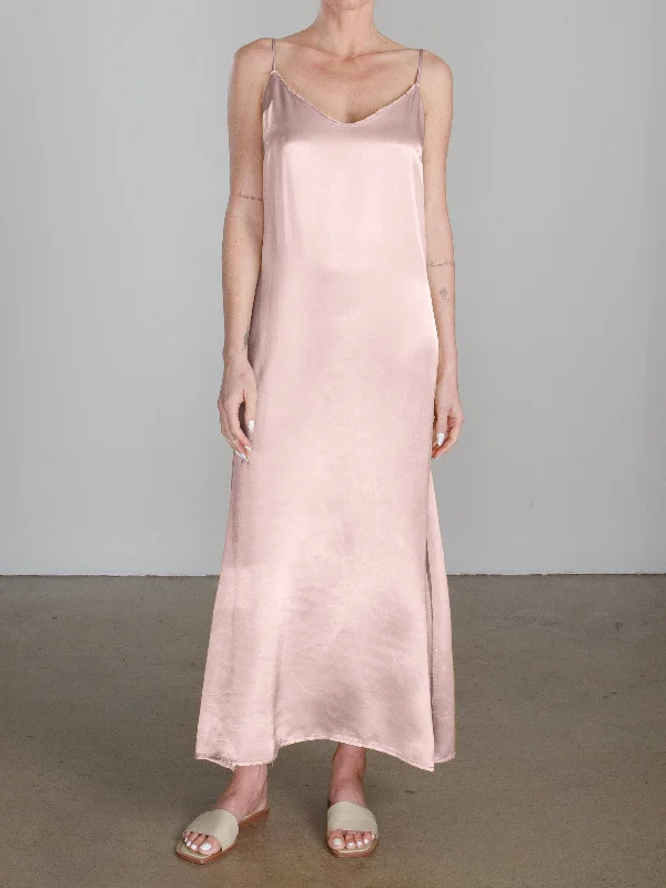 Henri Dress in Vintage Satin - Nude