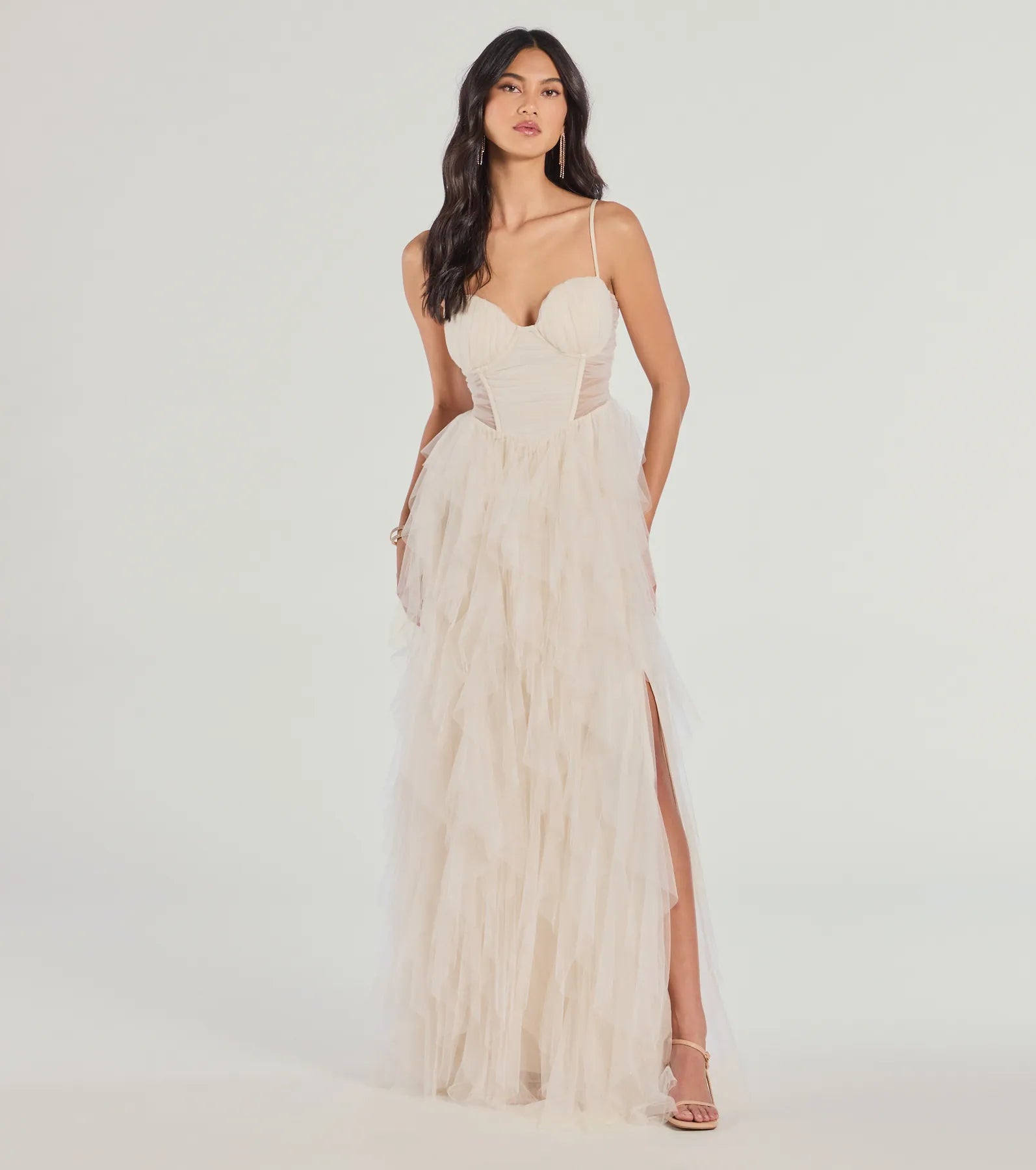 PLACEHOLDER - Aletta Long Sleeveless Ruffled A-Line Dress