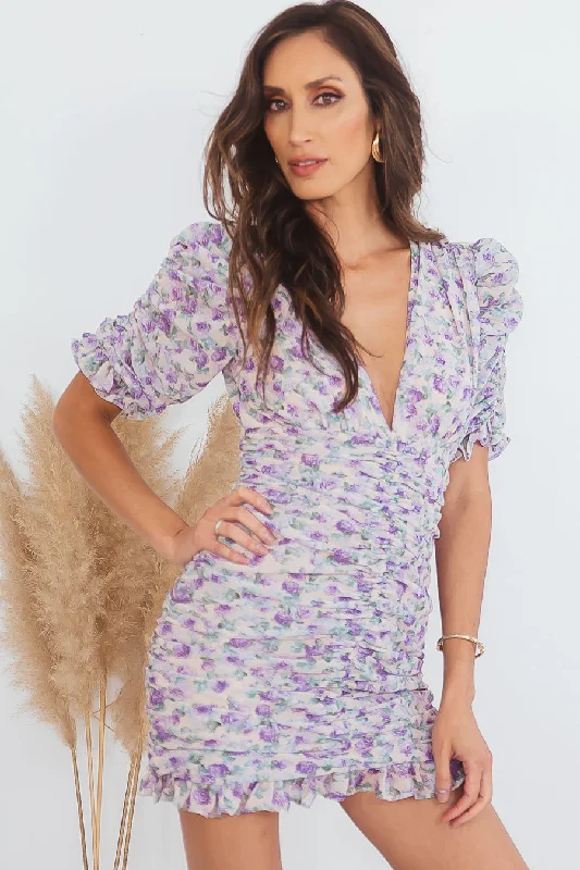 Flower Print Shiring Dress