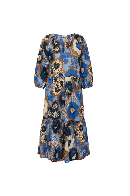 CAROLINA DRESS PRINT BLUE/BROWN