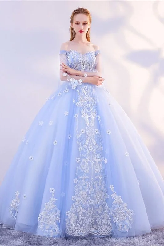 Charming Off The Shoulder Lace Up Princess Prom Dress Ball Gown
