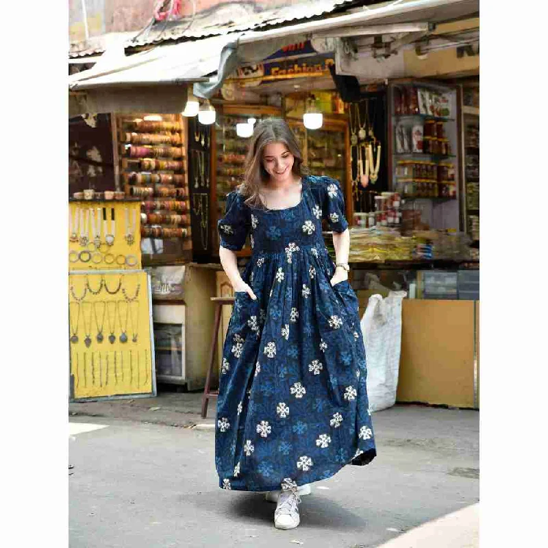 DIMPLE DESIGN STUDIO Berry Blue Cotton Dress