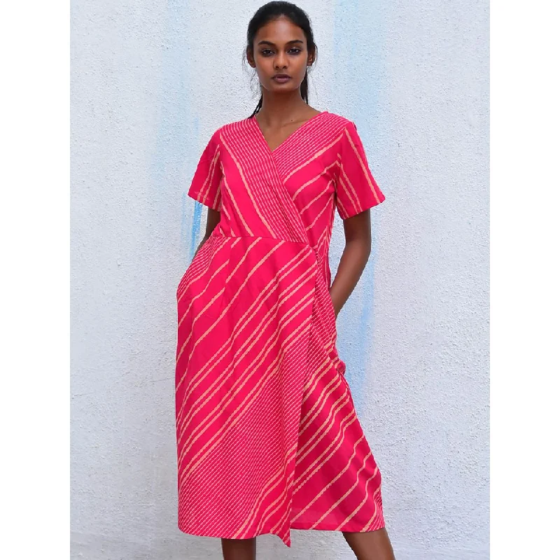 Chidiyaa Humming Bird Ethereal Essence Pink Handblock Printed Cotton Dress