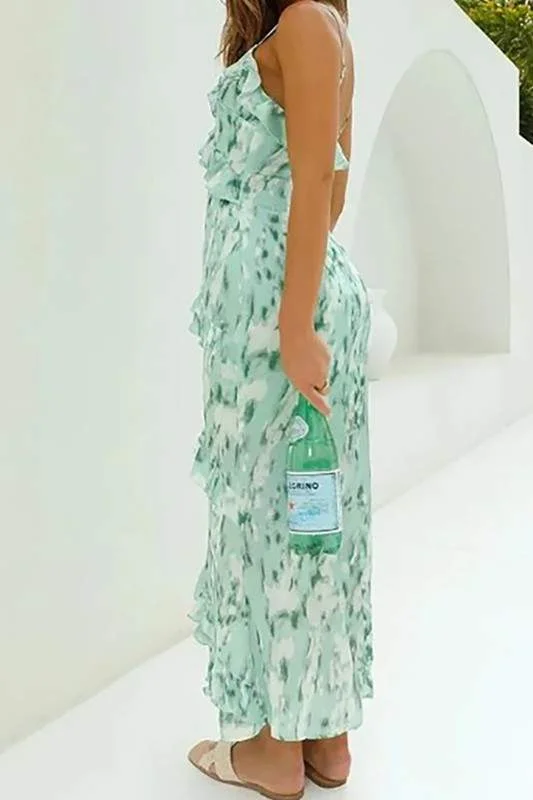 PRINT RUFFLED DRESS