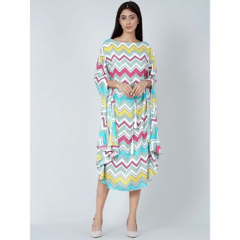First Resort by Ramola Bachchan Blue And Pink Chevron Long Dress (Set of 2)
