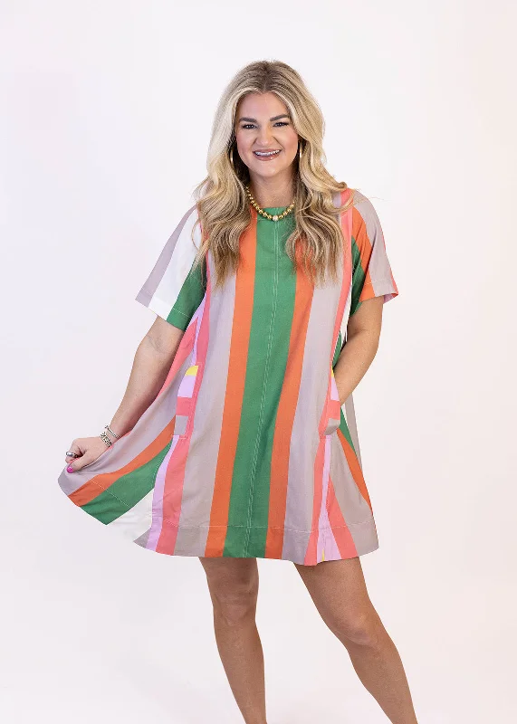 Multi Stripe Swing Dress