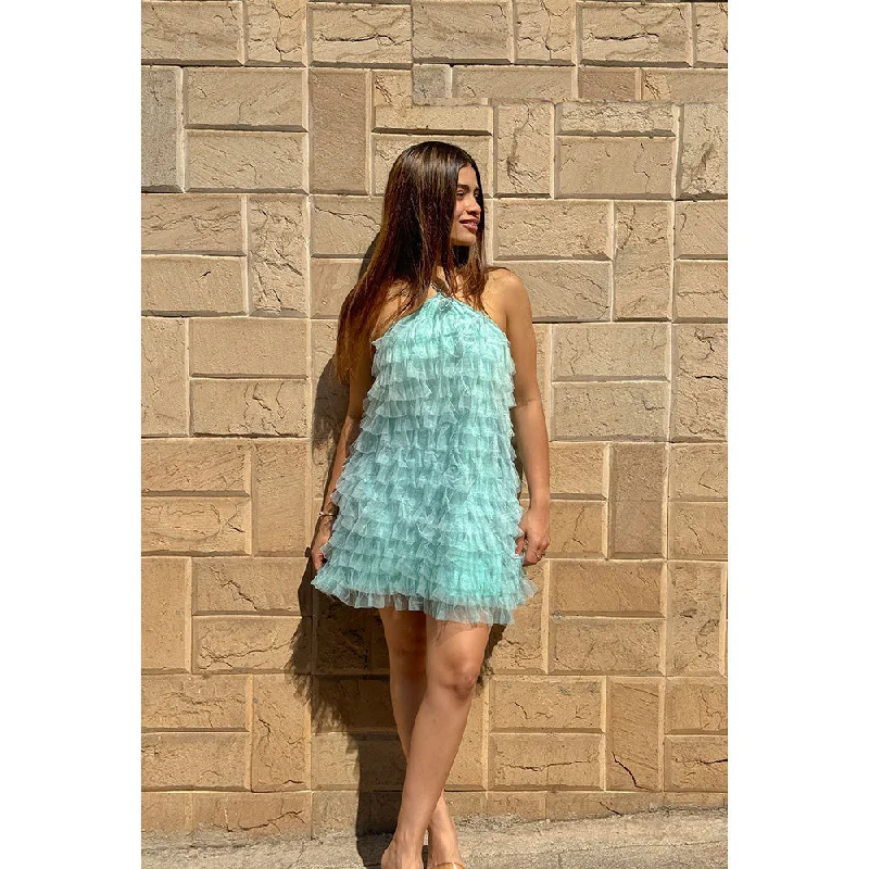 RAISHAA Blue French Riviera Mini Cocktail Dress