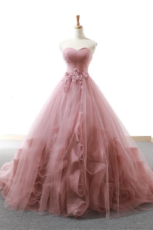 Simple Sweetheart Lace Up Ball Gown Backless Prom Dress