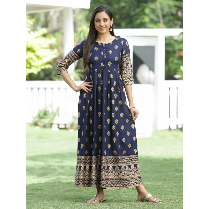 Juniper Womens Indigo Rayon Festive Dress