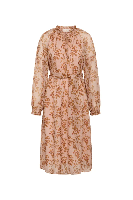 NICOLINE DRESS PRINT ROSE/BROWN