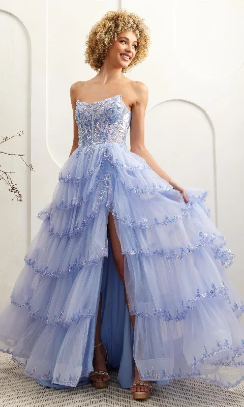 Ruffled Strapless Prom Dress: Amelia Couture 4033