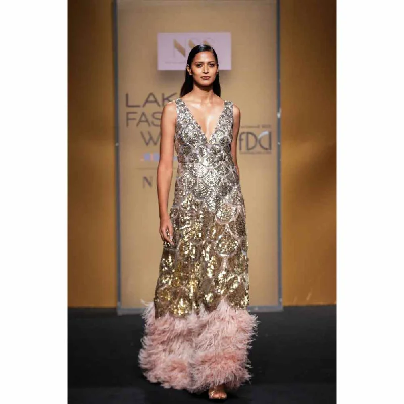Not So Serious by Pallavi Mohan Nymph Feather Detailing Dress