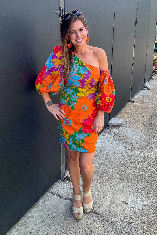 SALE-Tropics On My Mind Dress-Orange/Multi