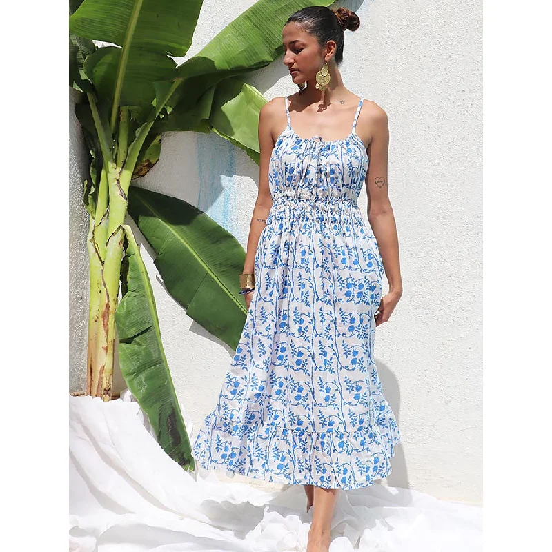Chidiyaa Walk In the Clouds Skye Handprinted Cotton Dress