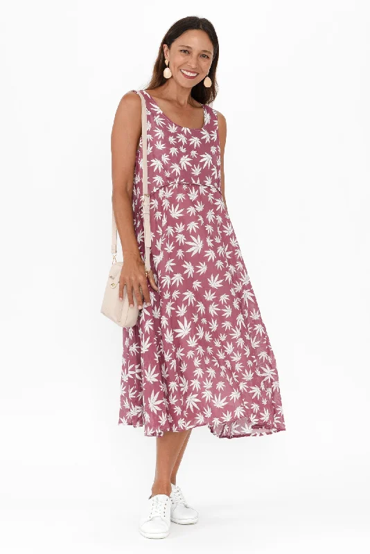 Rina Berry Leaf Cotton Pocket Dress