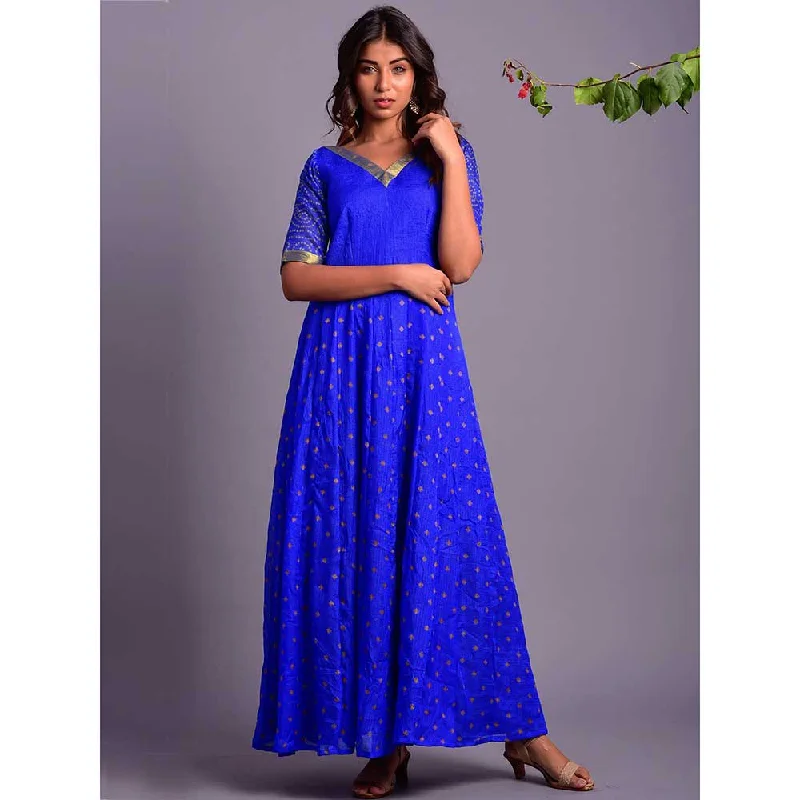 Rangpur Blue Bandhani Anarkali Dress