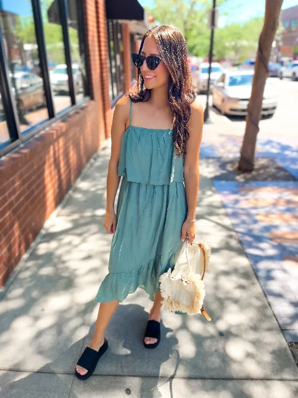Asymmetrical Hi-lo Dress - Pistachio