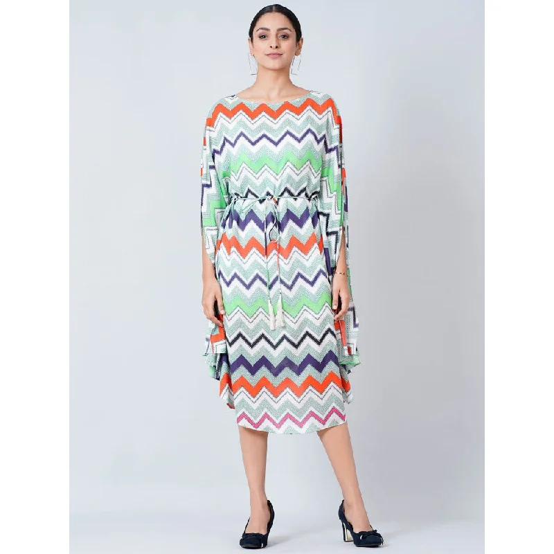 First Resort by Ramola Bachchan Blue and Orange Chevron Long Dress (Set of 2)