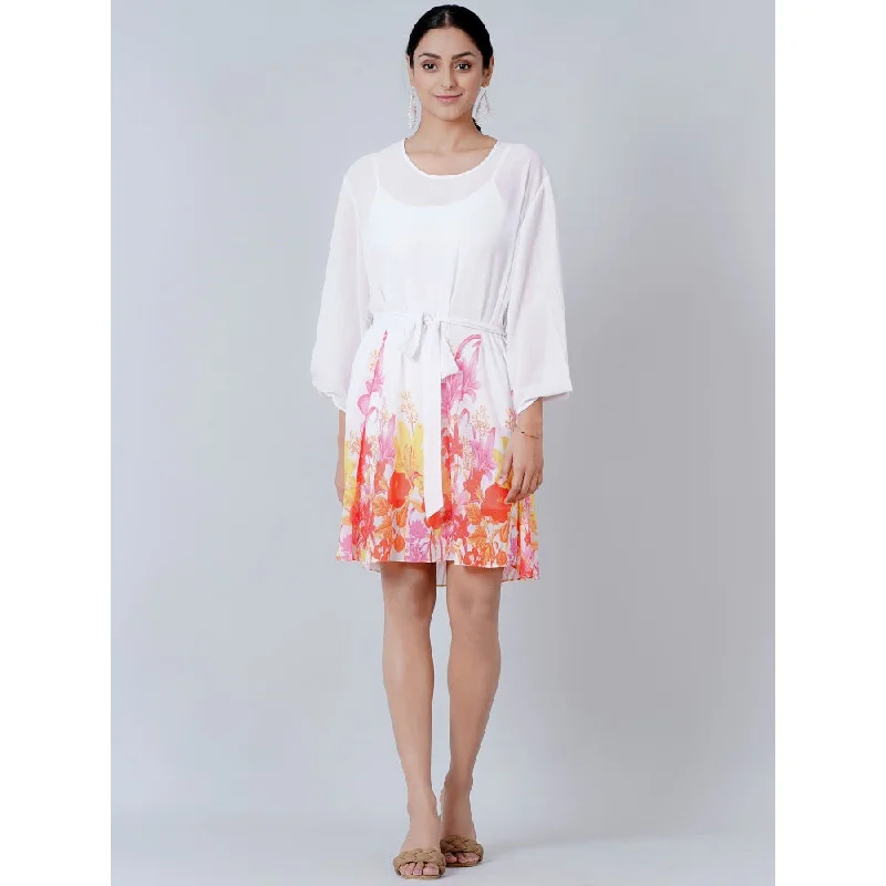 First Resort by Ramola Bachchan Pink and Red Floral Dress (Set of 2)