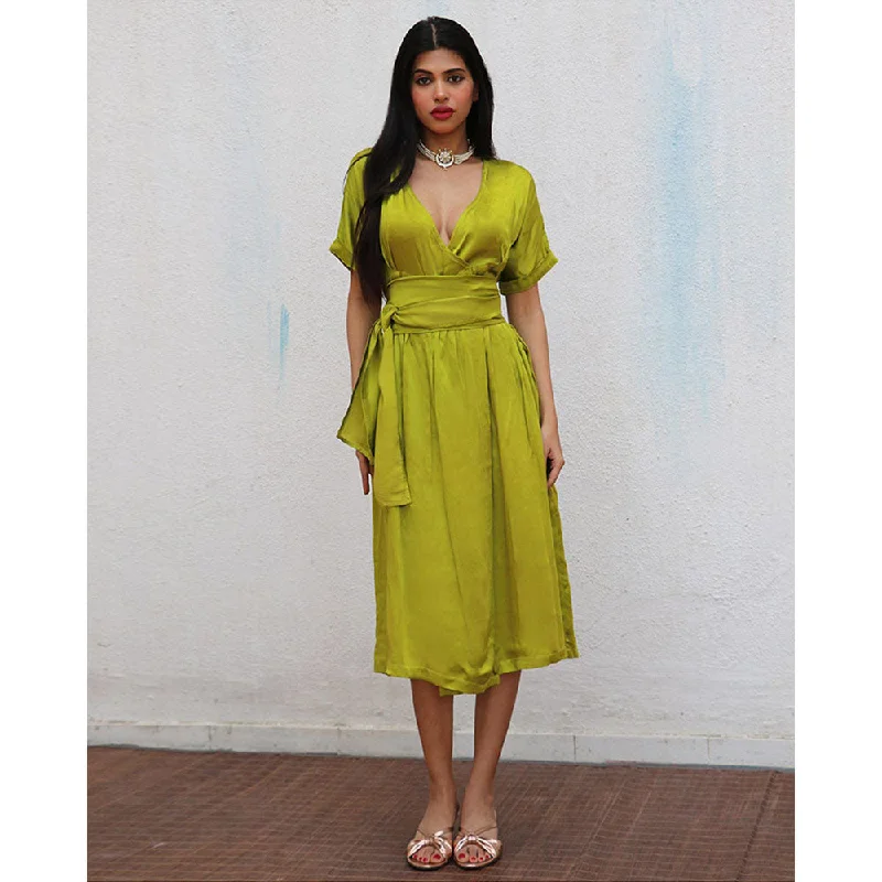 Chidiyaa Cari Modal Silk Dress with Belt (Set of 2)