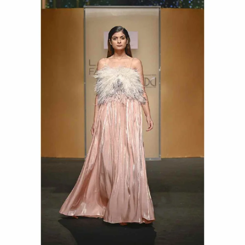 Not So Serious by Pallavi Mohan Lithe Fluid Satin Dress with Cape (Set of 2)