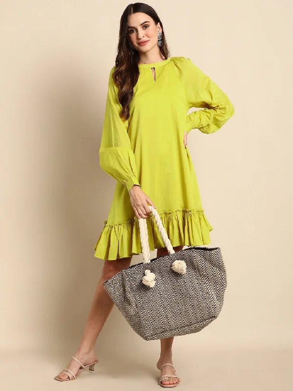 Mustard Cotton Western Dress