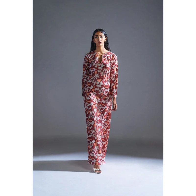 PRIMAL GRAY Multi Floral Print Tile B Crepe Full Length Dress