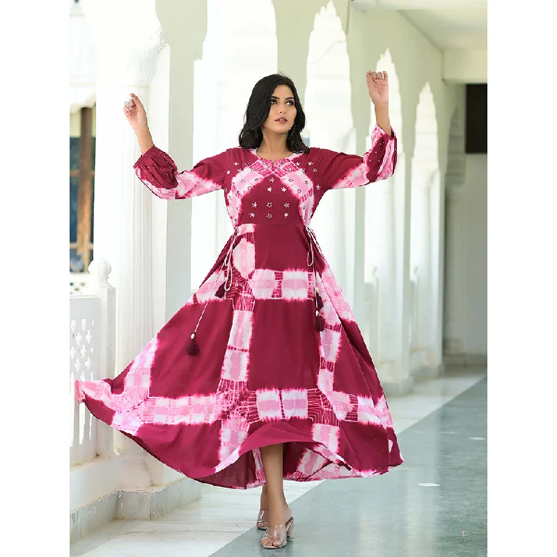 Hatheli Splash of Pink Hues Maxi Cotton Dress