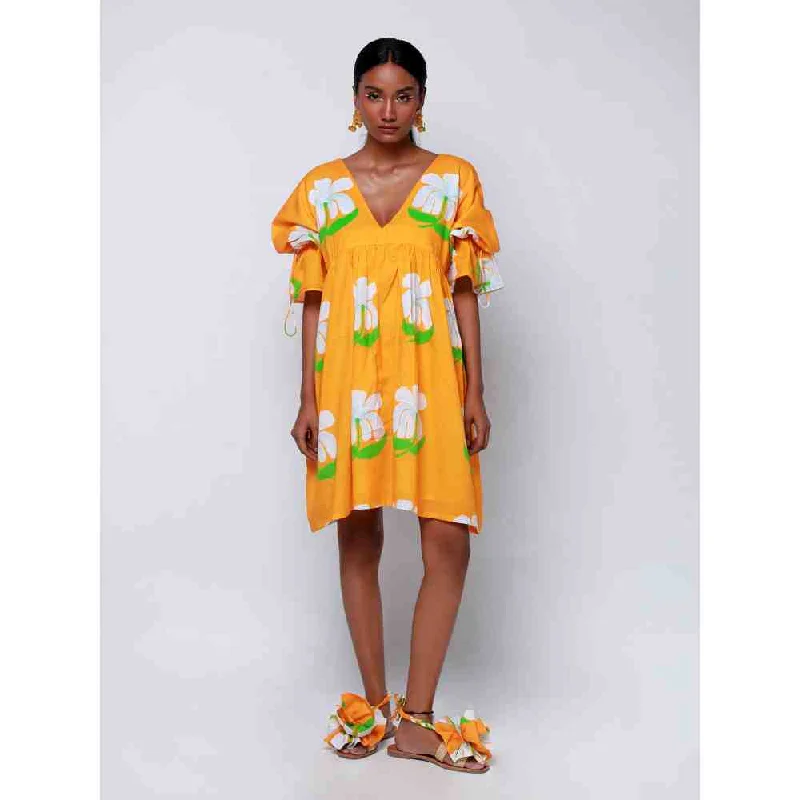 Ekastories Orange Hawaiian Dress