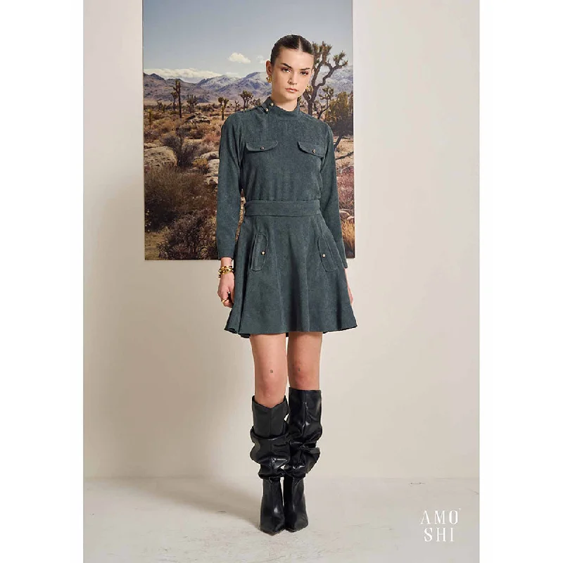AMOSHI Grey Textured Tokyo Dress with Belt (Set of 2)