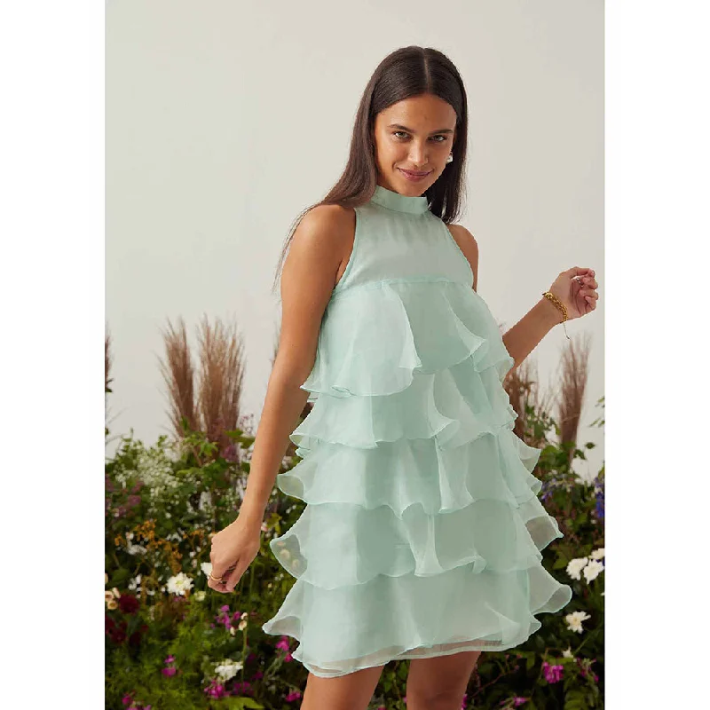 AMOSHI Green Solid/Plain Cassie Dress