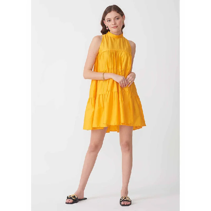 AMOSHI Yellow Solid/Plain Tyra Dress