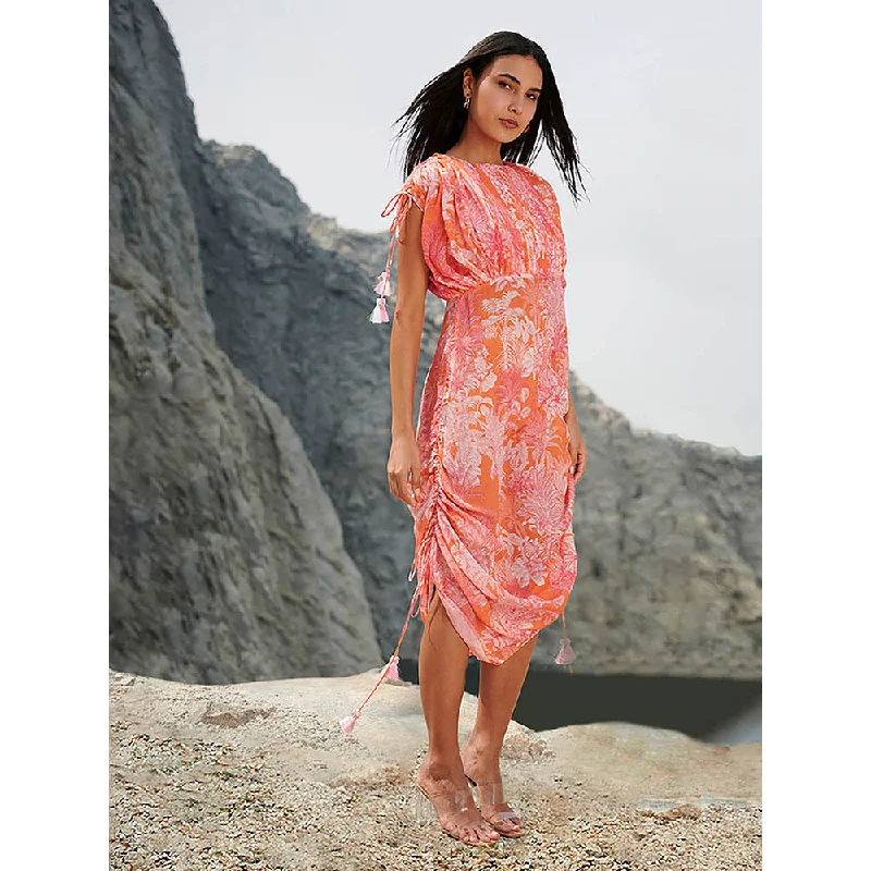 House of Soi Orange & Pink Printed Pandora Dress